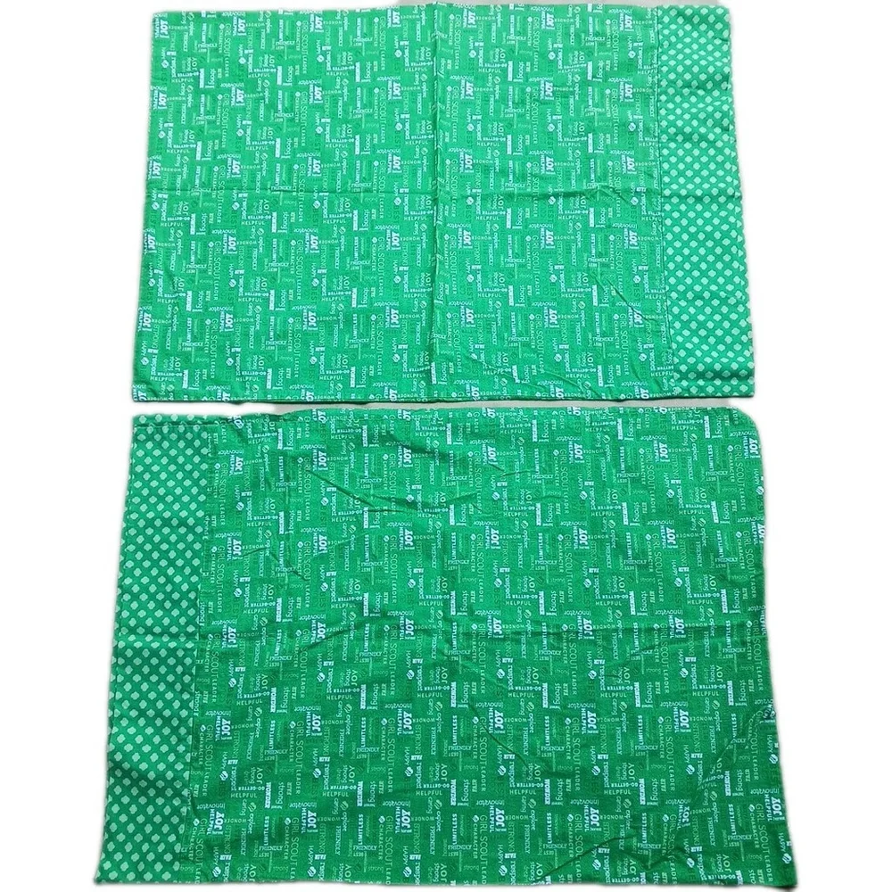 Vintage Girl Scout Pillowcases Matching Green Pair